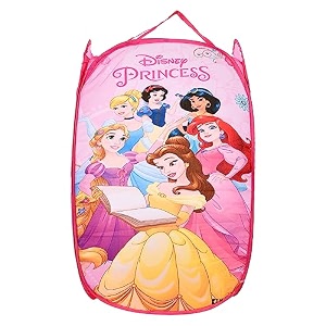 kuber industries disney princess print nylon mesh laundry basketfoldable laundry bagnetted lightweight laundry organizerreinforced handle with sturdy base 343034ltr baby pink