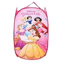 Kuber Industries Disney Princess Print Nylon Mesh Laundry Basket|Foldable Laundry Bag|Netted Lightweight Laundry Organizer|Reinforced Handle With Sturdy Base "30"LTR (Baby Pink)