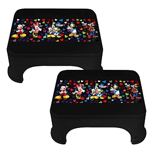 kuber industries disney team mickey print bathroom stooldurable plastic stool for kitchenstool for kidspatla for toiletpack of 2 black