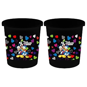 kuber industries disney team mickey print plastic 2 pieces dustbingarbage binwaste bin 5 liters black -hs_35_kubmarts17336