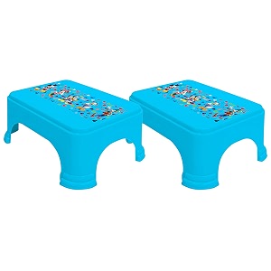 kuber industries disney team mickey print square plastic bathroom stool set of 2 blue -hs_35_kubmarts17268