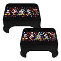 Kuber Industries Disney Team Mickey Print Bathroom Stool|Durable Plastic Stool for Kitchen|Stool for Kids|Patla for Toilet|Pack of 2 (Black)