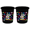 Kuber Industries Disney Team Mickey Print Plastic 2 Pieces Dustbin/Garbage Bin/Waste Bin, 5 Liters (Black) -HS_35_KUBMARTS17336