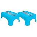 Kuber Industries Disney Team Mickey Print Square Plastic Bathroom Stool, (Set of 2, Blue) -HS_35_KUBMARTS17268