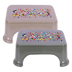 kuber industries disney team stool  bathroom square stool  plastic stool for bathroom  stool for kitchen  bathroom patla  support stool for bathroom  p6  pack of 3  multi