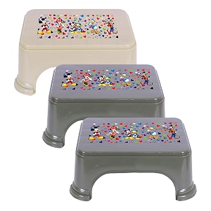 kuber industries disney team stool  bathroom square stool  plastic stool for bathroom  stool for kitchen  bathroom patla  support stool for bathroom  p6  pack of 3  multi