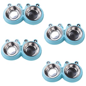 kuber industries dog food bowlstainless steelpvc material dog bowlsnon slipdurablesturdynon toxicperfect dog accessories for indoor amp outdoor usea1009bpack of 4blue
