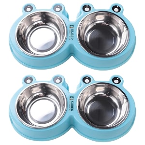 kuber industries dog food bowlstainless steelpvc material dog bowlsnon slipdurablesturdynon toxicperfect dog accessories for indoor amp outdoor usea1009bpack of 2blue