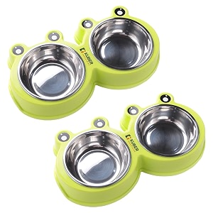 kuber industries dog food bowlstainless steelpvc material dog bowlsnon slipdurablesturdynon toxicperfect dog accessories for indoor amp outdoor usea1009gpack of 2green