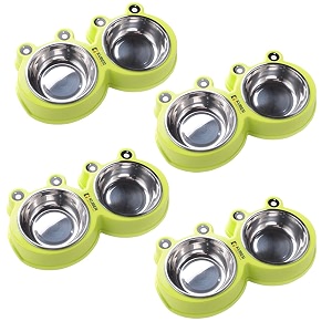 kuber industries dog food bowlstainless steelpvc material dog bowlsnon slipdurablesturdynon toxicperfect dog accessories for indoor amp outdoor usea1009gpack of 4green