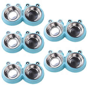 kuber industries dog food bowlstainless steelpvc material dog bowlsnon slipdurablesturdynon toxicperfect dog accessories for indoor amp outdoor usea1009bpack of 5blue