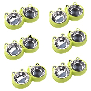 kuber industries dog food bowlstainless steelpvc material dog bowlsnon slipdurablesturdynon toxicperfect dog accessories for indoor amp outdoor usea1009gpack of 6green