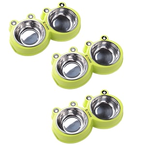 kuber industries dog food bowlstainless steelpvc material dog bowlsnon slipdurablesturdynon toxicperfect dog accessories for indoor amp outdoor usea1009gpack of 3green