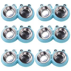 kuber industries dog food bowlstainless steelpvc material dog bowlsnon slipdurablesturdynon toxicperfect dog accessories for indoor amp outdoor usea1009bpack of 6blue