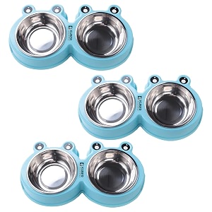 kuber industries dog food bowlstainless steelpvc material dog bowlsnon slipdurablesturdynon toxicperfect dog accessories for indoor amp outdoor usea1009bpack of 3blue