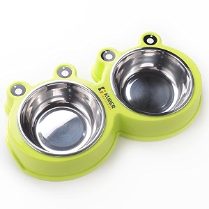 kuber industries dog food bowlstainless steelpvc material dog bowlsnon slipdurablesturdynon toxicperfect dog accessories for indoor amp outdoor usea1009ggreen