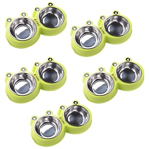 kuber industries dog food bowlstainless steelpvc material dog bowlsnon slipdurablesturdynon toxicperfect dog accessories for indoor amp outdoor usea1009gpack of 5green
