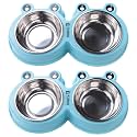 Kuber Industries Dog Food Bowl|Stainless Steel,PVC Material Dog Bowls|Non Slip,Durable,Sturdy,Non Toxic|Perfect Dog Accessories for Indoor &amp; Outdoor Use|A1009B|Pack of 2|Blue
