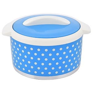 kuber industries dot printed inner steel casserole with lid 2500ml blue-hs42kubmart25045