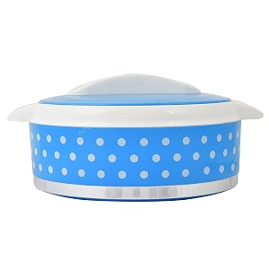 kuber industries dot printed inner steel casserole with lid 1500ml blue-hs42kubmart25029