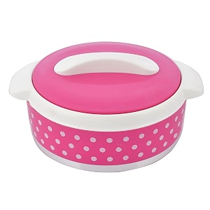 kuber industries dot printed inner steel casserole with lid 1500ml pink-hs42kubmart25025 pack of 1