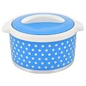 Kuber Industries Dot Printed Inner Steel Casserole With Lid, 2500ml (Blue)-HS42KUBMART25045