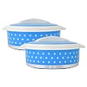 Kuber Industries Dot Printed Inner Steel Casserole With Lid, 1500ml- Pack of 2 (Blue)-HS42KUBMART25031