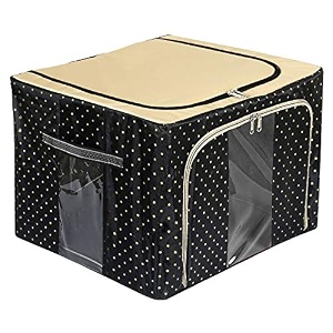 kuber industries metalic printed 2 piece non woven fabric underbed storage bagcloth organiserblanket cover with transparent window golden brown amp gold -ctktc41059 standard
