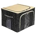 Kuber Industries Metalic Printed 2 Piece Non Woven Fabric Underbed Storage BagCloth OrganiserBlanket Cover with Transparent Window Golden Brown &amp; Gold -CTKTC41059 Standard