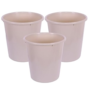 kuber industries open plastic garbage dustbin  plain sada dustbin for home kitchen bathroom amp office  10 ltr  beige