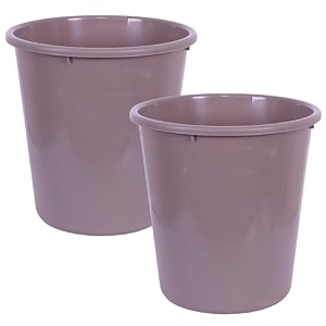 kuber industries 13 ltr pack of 2 plastic open dustbin for indooroutdoor  plain sada garbage dustbin for kitchenbathroomoffice  brown
