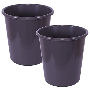 kuber industries open plastic garbage dustbin  plain sada dustbin for home kitchen bathroom amp office  10 ltr  pack of 2  gray