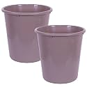 Kuber Industries 13 LTR Pack of 2 Plastic Open Dustbin for Indoor/Outdoor | Plain Sada Garbage Dustbin For Kitchen/Bathroom/Office | Brown
