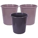 Kuber Industries Dustbin - Open Plastic Garbage Bin For Kitchen, Bathroom &amp; Office - Plain Sada Finish - 7 LTR Capacity - Model 066 - Pack of 3