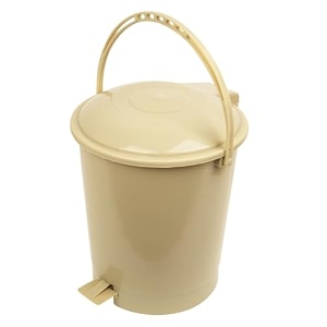 kuber industries plastic pedal dustbin with swinging lid - 10 ltr beige wet amp dry waste trash can for kitchen