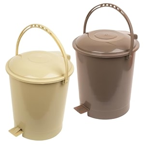 kuber industries plastic swinging lid pedal dustbin for kitchen - wet amp dry waste trash can - 10 ltr - pack of 2 - multi