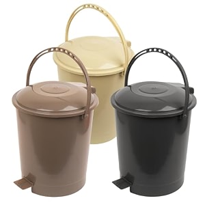 kuber industries plastic swinging lid pedal dustbin for kitchen  wet amp dry waste trash can  10 ltr  pack of 3  multi