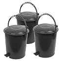 Kuber Industries Plastic Swinging Lid Pedal Dustbin for Kitchen | Wet &amp; Dry Waste Trash Can | 10 LTR | Pack of 3 | Gray
