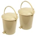 Kuber Industries Plastic Swinging Lid Pedal Dustbin for Kitchen, Wet &amp; Dry Waste, Trash Can, 10 LTR, Pack of 2, Beige