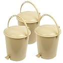Kuber Industries Plastic Swinging Lid Pedal Dustbin for Kitchen | Wet & Dry Waste Trash Can | 10 LTR | Pack of 3 | Beige