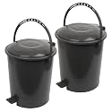 Kuber Industries Plastic Swinging Lid Pedal Dustbin for Kitchen - Wet &amp; Dry Waste Trash Can - 10 LTR - Pack of 2 - Gray