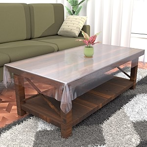 kuber industries pvc transparent table cover 4 seater  table protector sheet  waterproof and dustproof  rectangular center table cover  40x60 inch  transparent