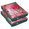 Kuber Industries Embroidery Design Non Woven 3" inch Saree Cover With Transparent Top- Pack of 2 (Green)