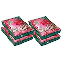 Kuber Industries Embroidery Design Non Woven 3" inch Saree Cover With Transparent Top- Pack of 4 (Green) (HS39KUBMART022012)
