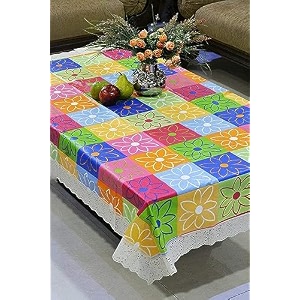kuber industries floral box print table cloth 4 seaterwaterproof center table covertable protector for indoor amp outdoor 60x40 multi