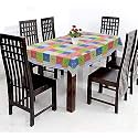 Kuber Industries Floral Box Print Table Cloth 6 Seater|Waterproof Dining Table Cover 6 Seater|Table Protector for Indoor &amp; Outdoor 90x60 (Multi)