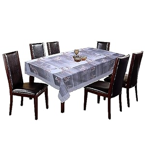 kuber industries floral checkered print table cloth 6 seaterwaterproof dining table cover 6 seatertable protector for indoor amp outdoor 90x60 grey