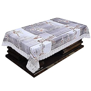 kuber industries floral checkered print table cloth 4 seaterwaterproof center table covertable protector for indoor amp outdoor 60x40 grey