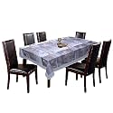 Kuber Industries Floral Checkered Print Table Cloth 6 Seater|Waterproof Dining Table Cover 6 Seater|Table Protector for Indoor &amp; Outdoor 90x60 (Grey)