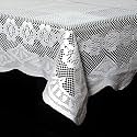 Kuber Industries Floral Design Croshia Cotton 6 Seater Dining Table Cover 60"x90"(White) - CTKTC045668